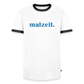 malzeit - Diction cool - Repas - Bon appétit - T-shirt contrasté Homme - blanc/noir - Devant - AI Model Female 172 light (172cm) & AI Model Male 178 dark (178cm)
