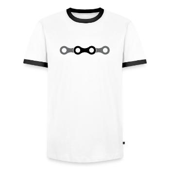 icône de chaîne de vélo Logo de l’icône de chaîne de vélo - T-shirt contrasté Homme - blanc/noir - Devant - AI Model Female 172 light (172cm) & AI Model Male 178 dark (178cm)