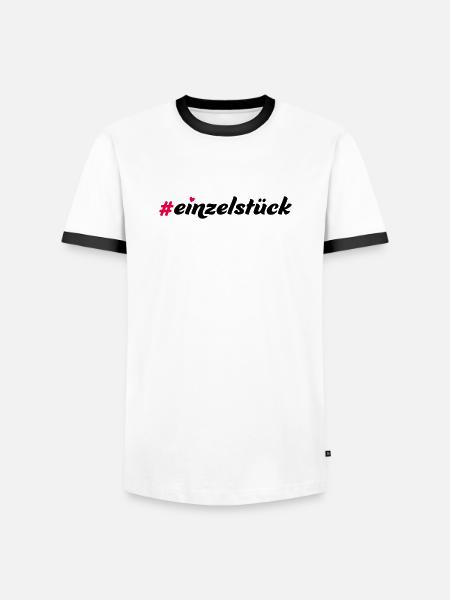 Einzelstück - Männer Kontrast-T-Shirt - Weiß/Schwarz