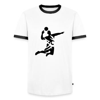 volleyball - Men's Ringer Shirt - white/black - Front - AI Model Female 172 light (172cm) & AI Model Male 178 dark (178cm)