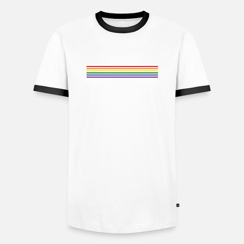 Rainbow-Flag (minimalistic) - Men's Ringer Shirt - white/black