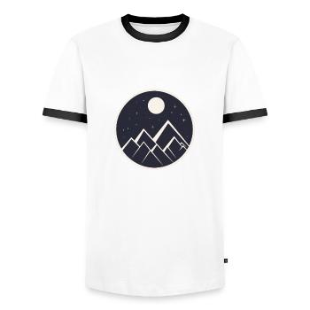 logo de montagne dans la nuit étoilée - T-shirt contrasté Homme - blanc/noir - Devant - AI Model Female 172 light (172cm) & AI Model Male 178 dark (178cm)
