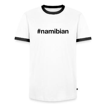 NAMIBIE Hashtag namibien - T-shirt contrasté Homme - blanc/noir - Devant - AI Model Female 172 light (172cm) & AI Model Male 178 dark (178cm)