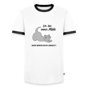 Katzen schlafen Katze Müde Schlaflos Geek Geschenk - Männer Kontrast-T-Shirt - Weiß/Schwarz - Vorne - AI Model Female 172 light (172cm) & AI Model Male 178 dark (178cm)