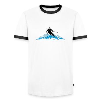 Winter - Skifahrer Berge Sport 2018 - Männer Kontrast-T-Shirt - Weiß/Schwarz - Vorne - AI Model Female 172 light (172cm) & AI Model Male 178 dark (178cm)