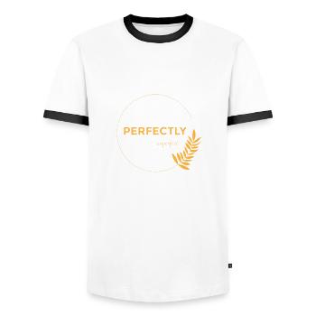 perfectly unperfect gold - Männer Kontrast-T-Shirt - Weiß/Schwarz - Vorne - AI Model Female 172 light (172cm) & AI Model Male 178 dark (178cm)