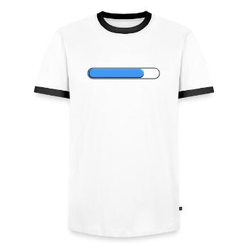 Jauge moyenne Bleu (trois quart) - T-shirt contrasté Homme - blanc/noir - Devant - AI Model Female 172 light (172cm) & AI Model Male 178 dark (178cm)