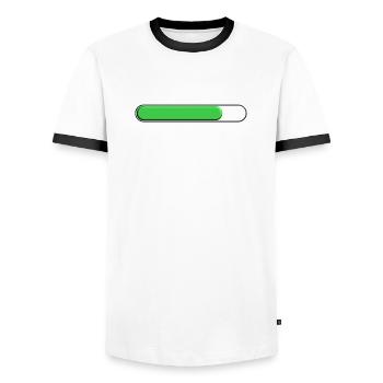 Jauge moyenne Vert (trois quart) - T-shirt contrasté Homme - blanc/noir - Devant - AI Model Female 172 light (172cm) & AI Model Male 178 dark (178cm)