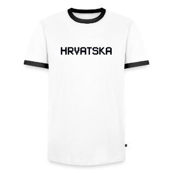 HRVATSKA Croatie Couronne - T-shirt contrasté Homme - blanc/noir - Devant - AI Model Female 172 light (172cm) & AI Model Male 178 dark (178cm)