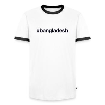 BANGLADESH Hashtag - Men's Ringer Shirt - white/black - Front - AI Model Female 172 light (172cm) & AI Model Male 178 dark (178cm)