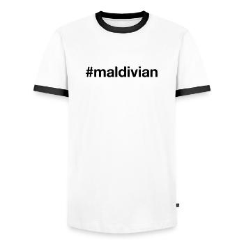 MALDIVES Hashtag Maldivian - T-shirt contrasté Homme - blanc/noir - Devant - AI Model Female 172 light (172cm) & AI Model Male 178 dark (178cm)