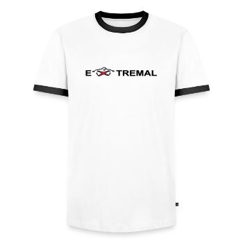 extremal - Men's Ringer Shirt - white/black - Front - AI Model Female 172 light (172cm) & AI Model Male 178 dark (178cm)