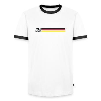 germany team germany - Men's Ringer Shirt - white/black - Front - AI Model Female 172 light (172cm) & AI Model Male 178 dark (178cm)