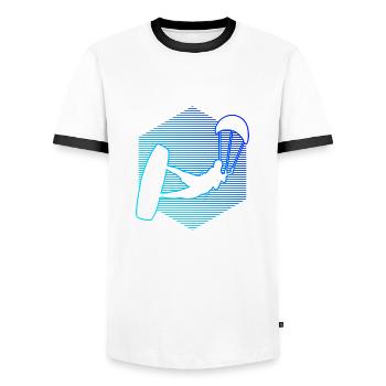 Kitesurfer Women Kitesurfing Kiting Kitesurfing - Men's Ringer Shirt - white/black - Front - AI Model Female 172 light (172cm) & AI Model Male 178 dark (178cm)