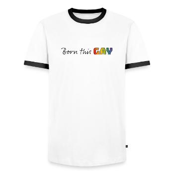 Rainbow né ce gay - T-shirt contrasté Homme - blanc/noir - Devant - AI Model Female 172 light (172cm) & AI Model Male 178 dark (178cm)