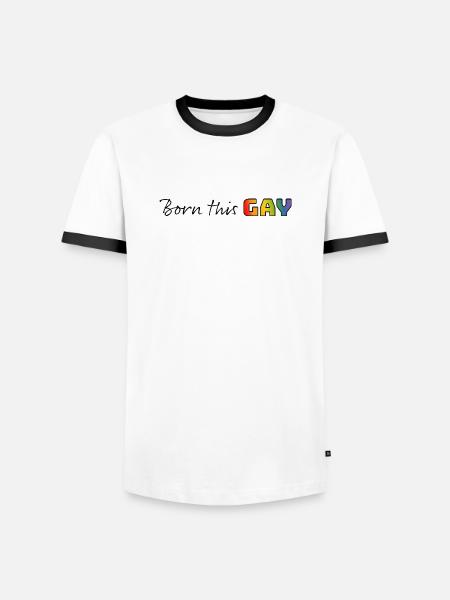 Rainbow né ce gay - T-shirt contrasté Homme - blanc/noir