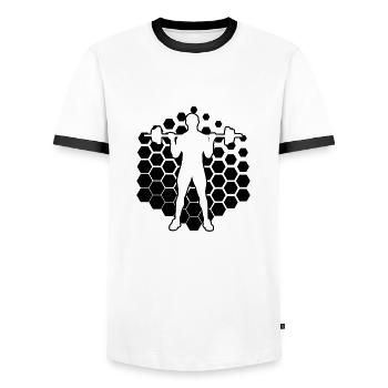 Strength Training Cardio Women's Fitness Weightlifting - Men's Ringer Shirt - white/black - Front - AI Model Female 172 light (172cm) & AI Model Male 178 dark (178cm)