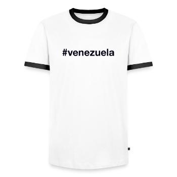 VENEZUELA Hashtag - Men's Ringer Shirt - white/black - Front - AI Model Female 172 light (172cm) & AI Model Male 178 dark (178cm)