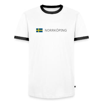 Drapeau de la Suède - Norrköping - Sverige - Schweden - T-shirt contrasté Homme - blanc/noir - Devant - AI Model Female 172 light (172cm) & AI Model Male 178 dark (178cm)