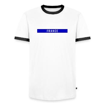 France Rectangle Bleu - T-shirt contrasté Homme - blanc/noir - Devant - AI Model Female 172 light (172cm) & AI Model Male 178 dark (178cm)