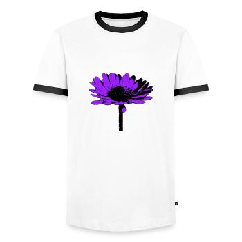 Fleur - T-shirt contrasté Homme - blanc/noir - Devant - AI Model Female 172 light (172cm) & AI Model Male 178 dark (178cm)