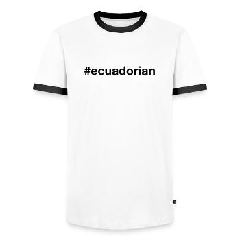 ECUADORIAN Hashtag Ekwador Ecuador - Männer Kontrast-T-Shirt - Weiß/Schwarz - Vorne - AI Model Female 172 light (172cm) & AI Model Male 178 dark (178cm)