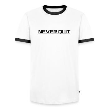 Never Quit Ausdauer Motiv - Männer Kontrast-T-Shirt - Weiß/Schwarz - Vorne - AI Model Female 172 light (172cm) & AI Model Male 178 dark (178cm)