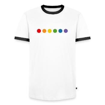 boules arc-en-ciel LGBT lgbtqi queer lgbt csd tshirt - T-shirt contrasté Homme - blanc/noir - Devant - AI Model Female 172 light (172cm) & AI Model Male 178 dark (178cm)