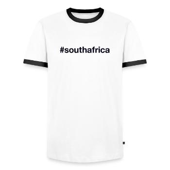 AFRIQUE DU SUD Hashtag Südafrika - T-shirt contrasté Homme - blanc/noir - Devant - AI Model Female 172 light (172cm) & AI Model Male 178 dark (178cm)