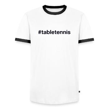Table Tennis Tischtennis Hashtag - Men's Ringer Shirt - white/black - Front - AI Model Female 172 light (172cm) & AI Model Male 178 dark (178cm)