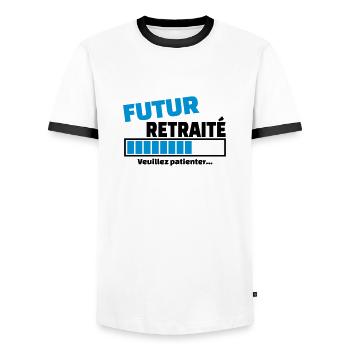 futur retraité - T-shirt contrasté Homme - blanc/noir - Devant - AI Model Female 172 light (172cm) & AI Model Male 178 dark (178cm)