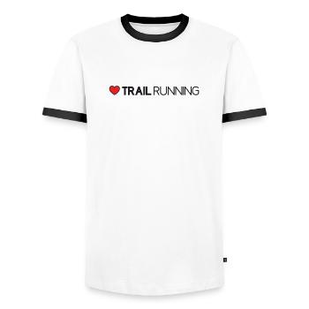 I Love Trail Running - Men's Ringer Shirt - white/black - Front - AI Model Female 172 light (172cm) & AI Model Male 178 dark (178cm)