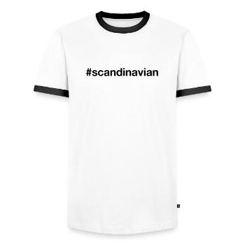 SCANDINAVIA Hashtag I'm Scandinavian - Men's Ringer Shirt - white/black - Front - AI Model Female 172 light (172cm) & AI Model Male 178 dark (178cm)