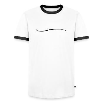 En ligne art coup de pinceau Tiret Fissure - T-shirt contrasté Homme - blanc/noir - Devant - AI Model Female 172 light (172cm) & AI Model Male 178 dark (178cm)