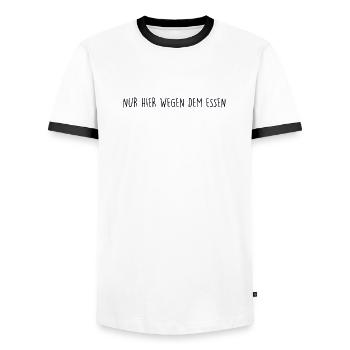 SEULEMENT ICI POUR LA NOURRITURE - T-shirt contrasté Homme - blanc/noir - Devant - AI Model Female 172 light (172cm) & AI Model Male 178 dark (178cm)