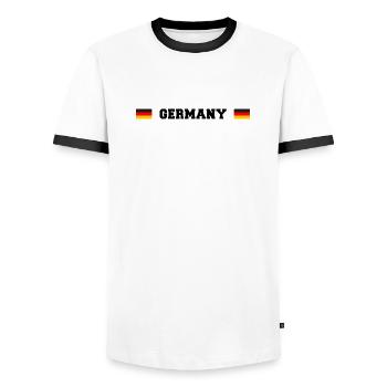 Maillot de fan des DE - T-shirt contrasté Homme - blanc/noir - Devant - AI Model Female 172 light (172cm) & AI Model Male 178 dark (178cm)
