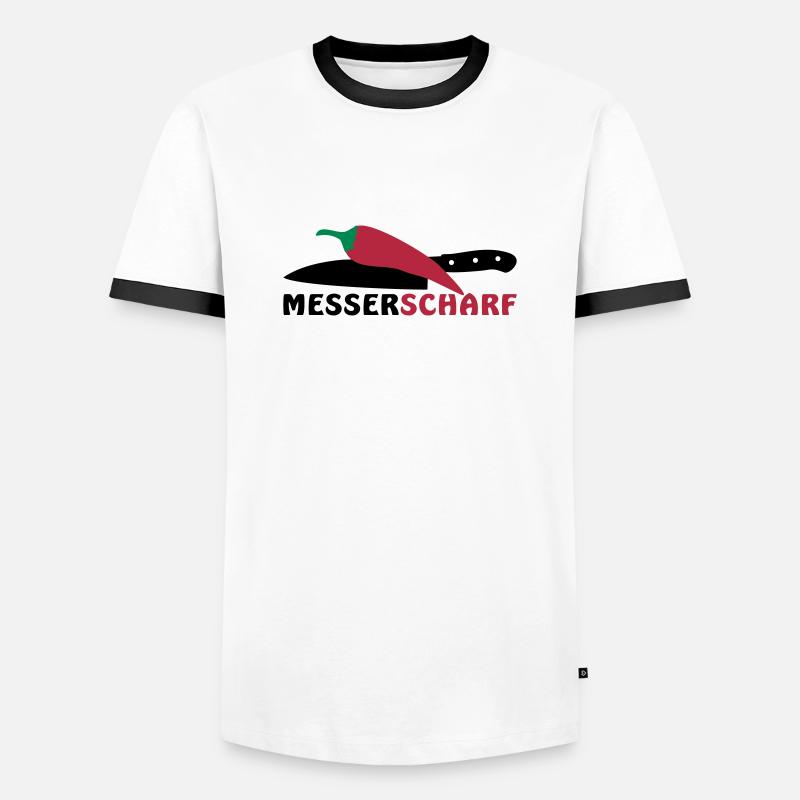 SHARP KNIFE - Men's Ringer Shirt - white/black