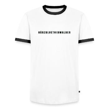 Härzbluetnidwalder Kanton Nidwalden - Männer Kontrast-T-Shirt - Weiß/Schwarz - Vorne - AI Model Female 172 light (172cm) & AI Model Male 178 dark (178cm)