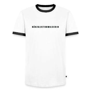 Härzbluetobwalderin Kanton Obwalden - Männer Kontrast-T-Shirt - Weiß/Schwarz - Vorne - AI Model Female 172 light (172cm) & AI Model Male 178 dark (178cm)