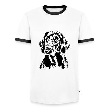FLAT COATED RETRIEVER chiens chien chien de chasse Wilsigns - T-shirt contrasté Homme - blanc/noir - Devant - AI Model Female 172 light (172cm) & AI Model Male 178 dark (178cm)