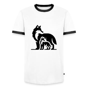Wolf Wölfe Silhouette - Männer Kontrast-T-Shirt - Weiß/Schwarz - Vorne - AI Model Female 172 light (172cm) & AI Model Male 178 dark (178cm)