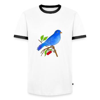 Blue bird - Men's Ringer Shirt - white/black - Front - AI Model Female 172 light (172cm) & AI Model Male 178 dark (178cm)