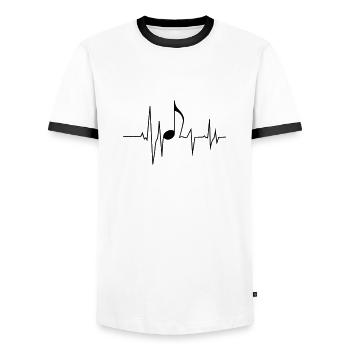 Fréquence musicale - T-shirt contrasté Homme - blanc/noir - Devant - AI Model Female 172 light (172cm) & AI Model Male 178 dark (178cm)