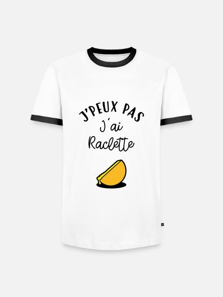 J'peux pas J'ai Raclette - T-shirt contrasté Homme - blanc/noir
