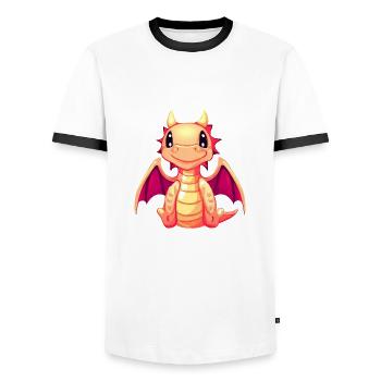 Niedliche Drachen-Fantasy-Kunst - Männer Kontrast-T-Shirt - Weiß/Schwarz - Vorne - AI Model Female 172 light (172cm) & AI Model Male 178 dark (178cm)