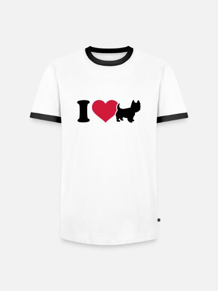 Westie - Männer Kontrast-T-Shirt - Weiß/Schwarz