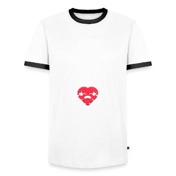 Je suis célibataire. Pour les célibataires. - T-shirt contrasté Homme - blanc/noir - Devant - AI Model Female 172 light (172cm) & AI Model Male 178 dark (178cm)