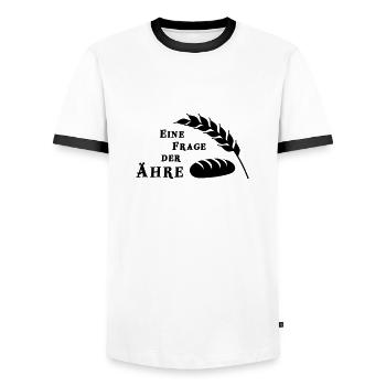 EIne Frage der Ähre - Männer Kontrast-T-Shirt - Weiß/Schwarz - Vorne - AI Model Female 172 light (172cm) & AI Model Male 178 dark (178cm)