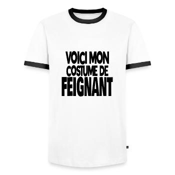 voici mon costume de feignant - T-shirt contrasté Homme - blanc/noir - Devant - AI Model Female 172 light (172cm) & AI Model Male 178 dark (178cm)