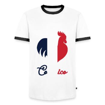 La France Cocorico - Men's Ringer Shirt - white/black - Front - AI Model Female 172 light (172cm) & AI Model Male 178 dark (178cm)